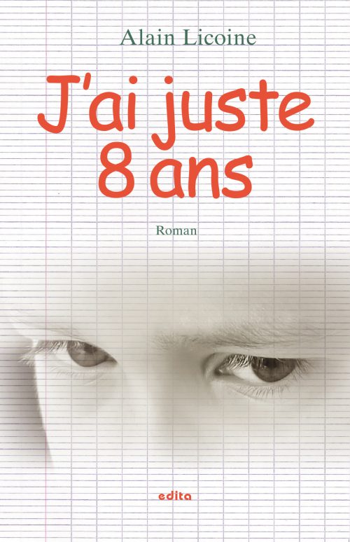 Visage d'un enfant sur fond de cahier d'écolier