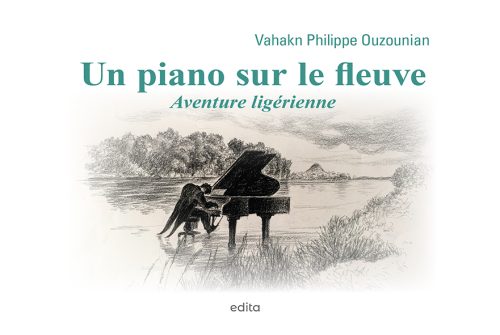 Très beau lavis d'un joueur de piano jouant "dans" la Loire